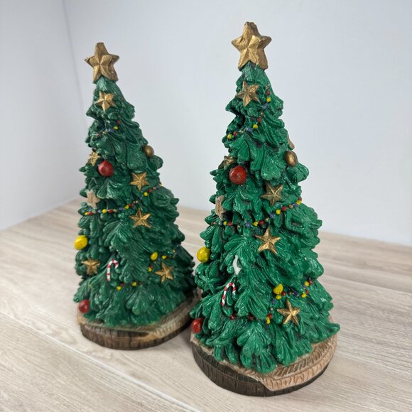 Publix Christmas Tree Figurines Pair Ceramic Holiday Decor - Picture 7 of 9